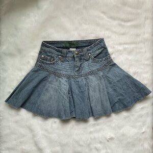 Hydraulic Denim Pleated Skirt Size 3/4
